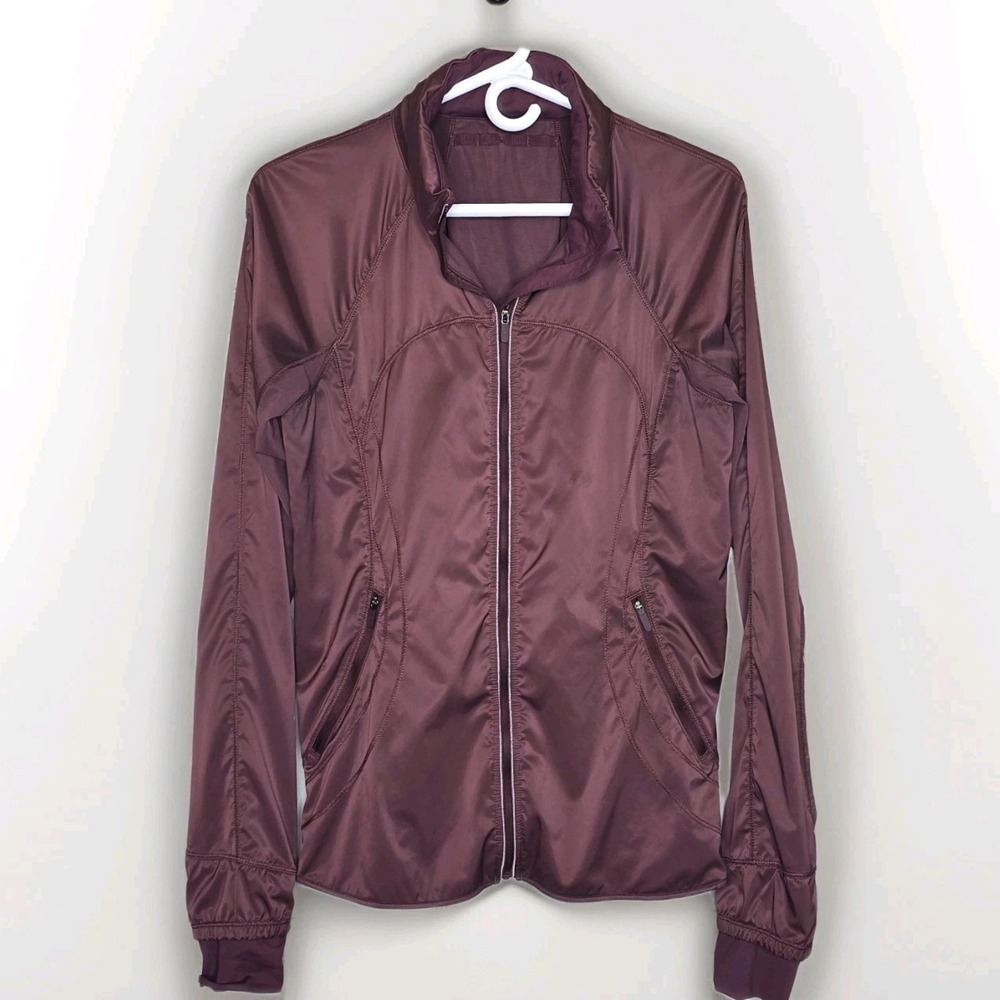 Lululemon‎ Goal Crusher Redwood Wine Jacket Sz 6  Running Lightweight Vents